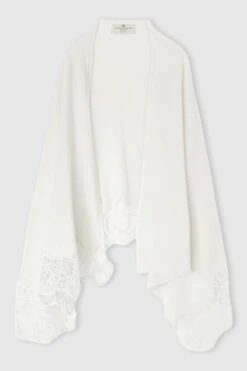 ERMANNO SCERVINO Cashmere Stole With Wool Rebrode Lace Edge