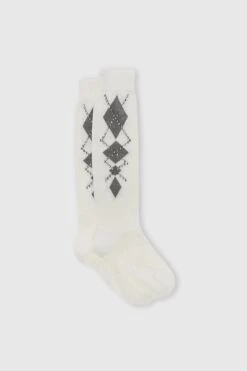 ERMANNO SCERVINO Cotton Sock With Argyle Pattern And Crystals