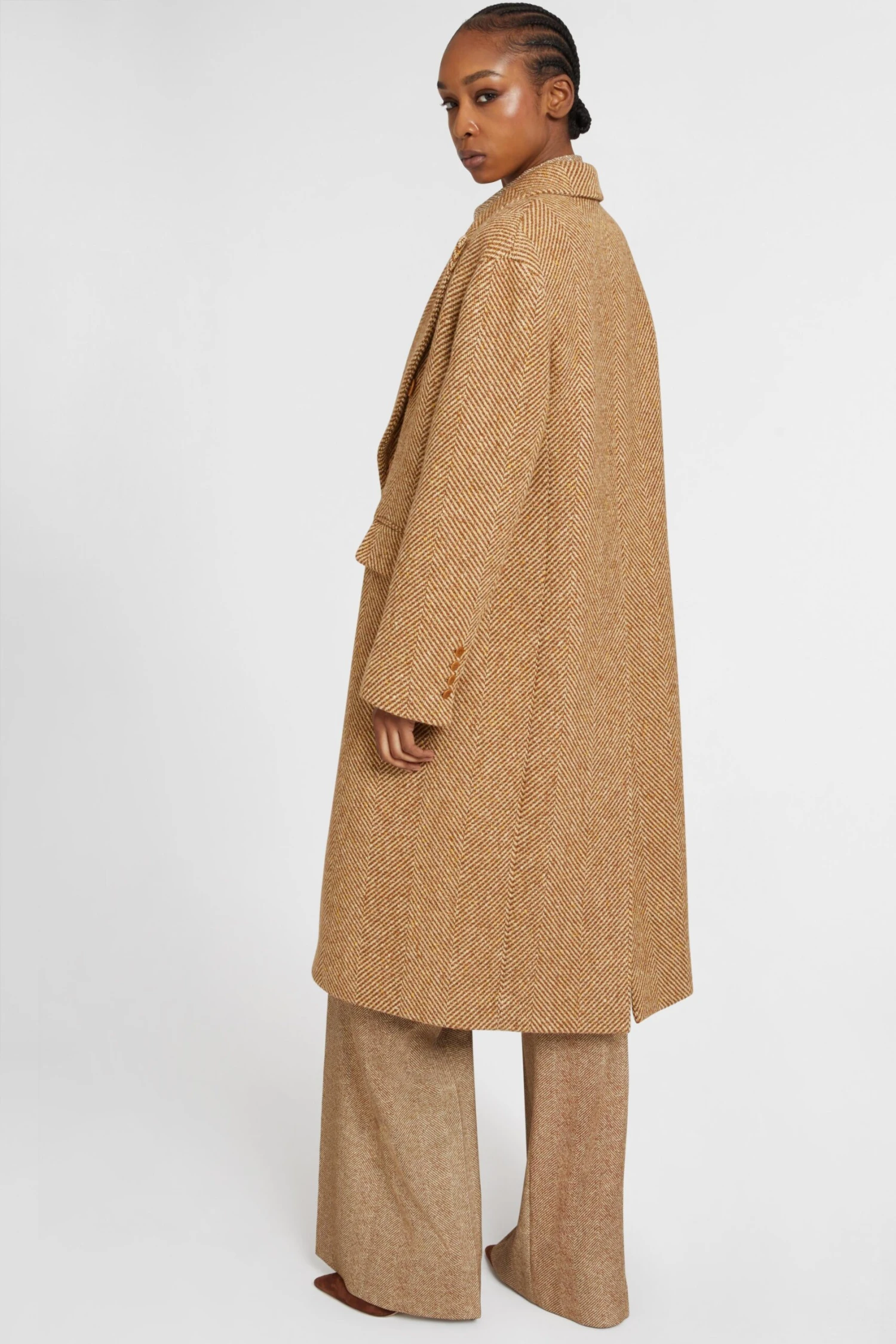 ERMANNO SCERVINO Double-breasted Midi Coat In Virgin Wool And Silk With Herringbone Pattern 6 ERMANNO SCERVINO Double-breasted Midi Coat In Virgin Wool And Silk With Herringbone Pattern - Image 4