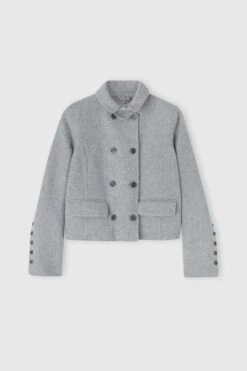 ERMANNO SCERVINO Short Double-breasted Coat In Virgin Wool Blend With Adjustable Collar