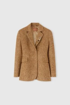ERMANNO SCERVINO Single-breasted Jacket In A Blend Of Virgin Wool And Silk With A Herringbone Pattern