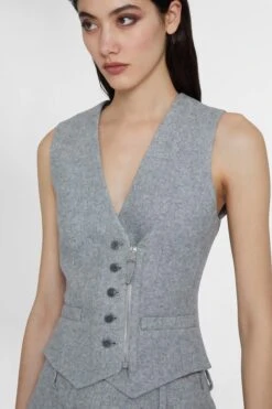 ERMANNO SCERVINO Wool Blend Vest With Asymmetric Zip -Angelina Store D476N300GVP M4300 03