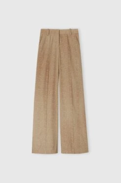 ERMANNO SCERVINO Viscose Palazzo Trousers With Herringbone Pattern In Shades Of Brown
