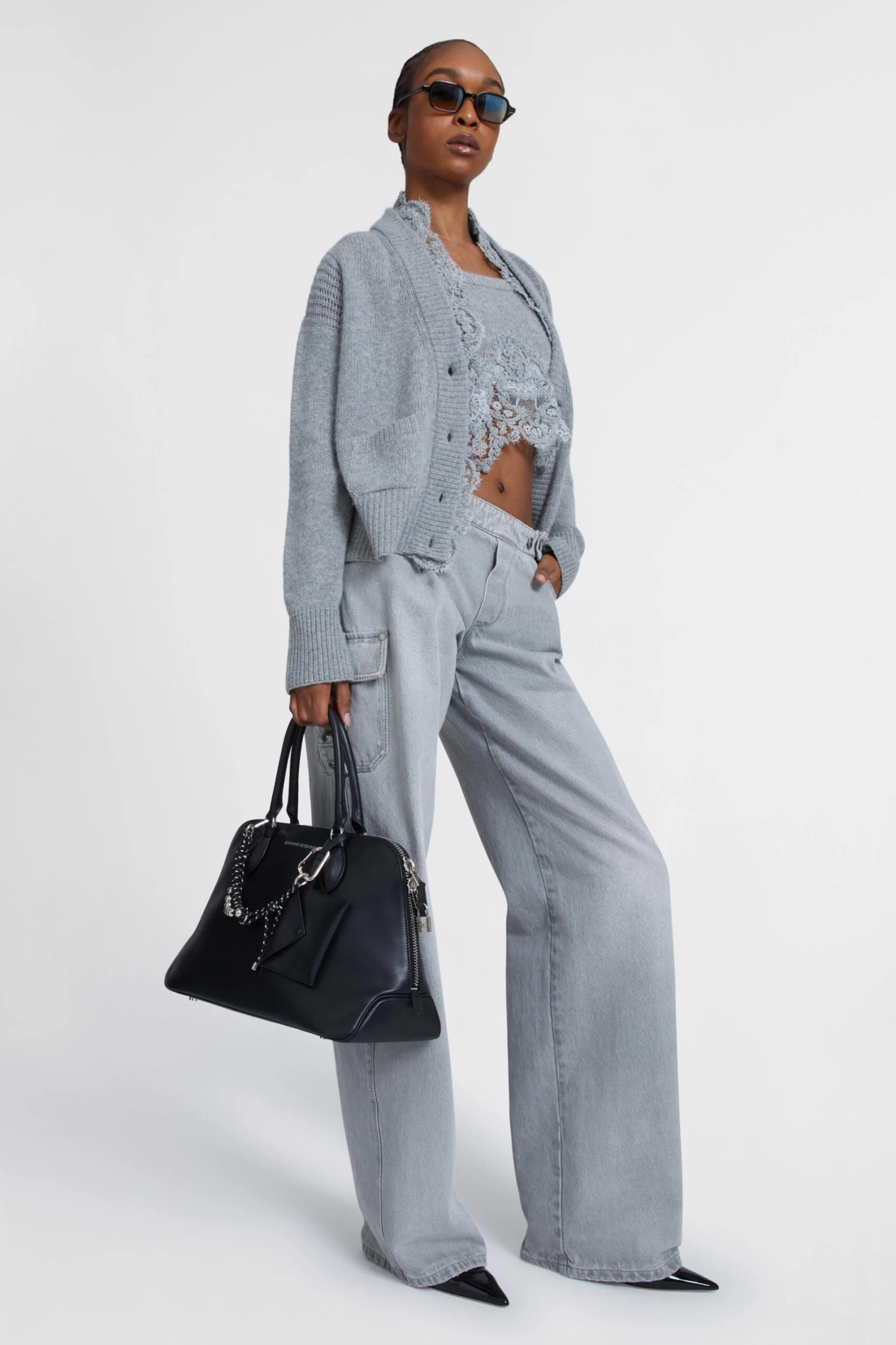 ERMANNO SCERVINO Low-rise Cargo Palazzo Jeans In Grey 4 ERMANNO SCERVINO Low-rise Cargo Palazzo Jeans In Grey - Image 2
