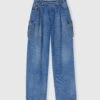 ERMANNO SCERVINO Classic Blue Denim Cargo Palazzo Jeans -Angelina Store D477P302GKW 94037 01 04d7217d 8757 479d 854a 7eebd74bbca1
