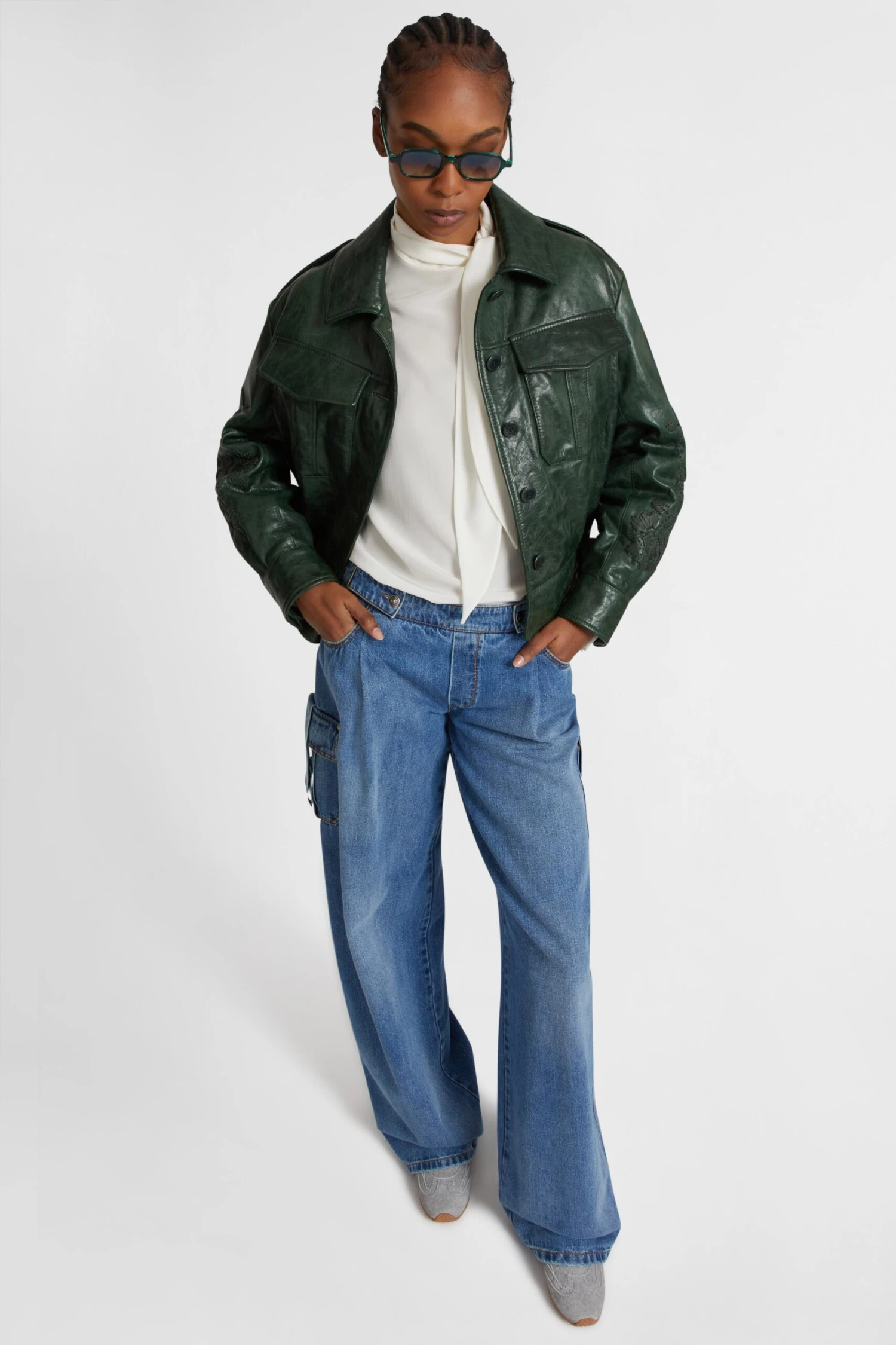 ERMANNO SCERVINO Classic Blue Denim Cargo Palazzo Jeans 4 ERMANNO SCERVINO Classic Blue Denim Cargo Palazzo Jeans - Image 2