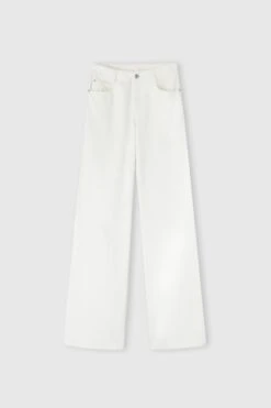 ERMANNO SCERVINO Palazzo Trousers In White Denim With Floral Cut-out