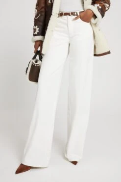 ERMANNO SCERVINO Palazzo Trousers In White Denim With Floral Cut-out -Angelina Store D477P367IYTR 14800 03
