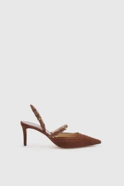 Angelina Store 30 ERMANNO SCERVINO Slingback In Split Leather With Hand-finished Brogue Motif