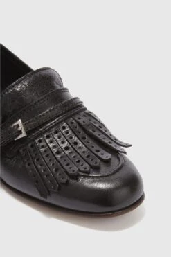 ERMANNO SCERVINO Vintage Black Nappa College Moccasin With Brogue Fringes And Strap -Angelina Store D478Z390GJP 95708 05 68601ad1 930b 44c0 b2d7 293c45f75e8d