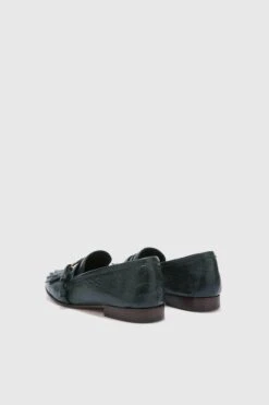 ERMANNO SCERVINO Vintage Forest Green Nappa College Loafer With Brogue Fringes And Strap -Angelina Store D478Z390GJP 95918 04 a11cf259 519c 492c a1d6 b075baa8faba